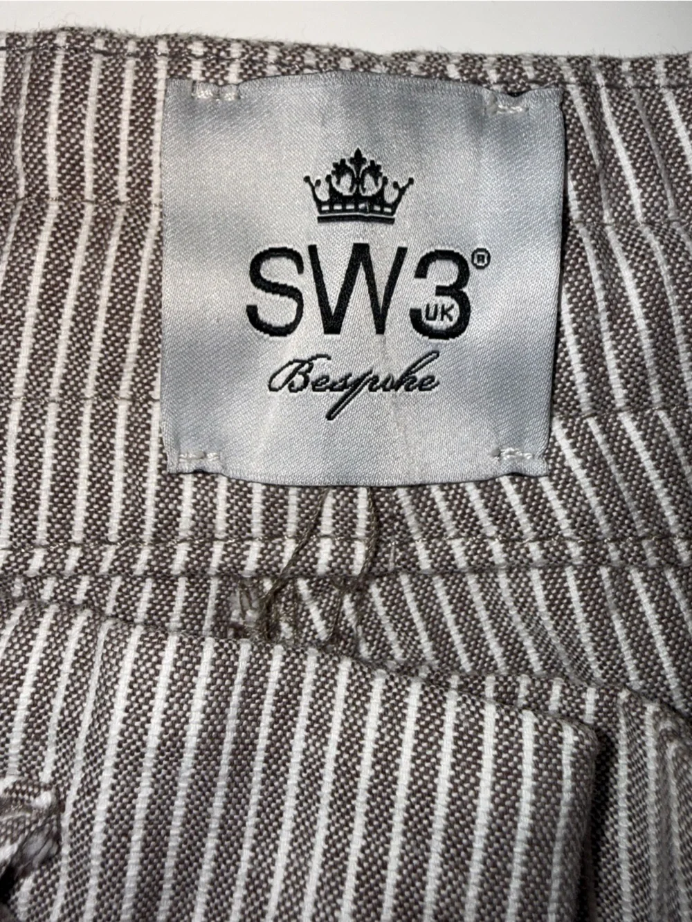 SW3 Bespoke Women’s Striped Drawstring Pants Size 8 Brown White Cotton Wide Leg